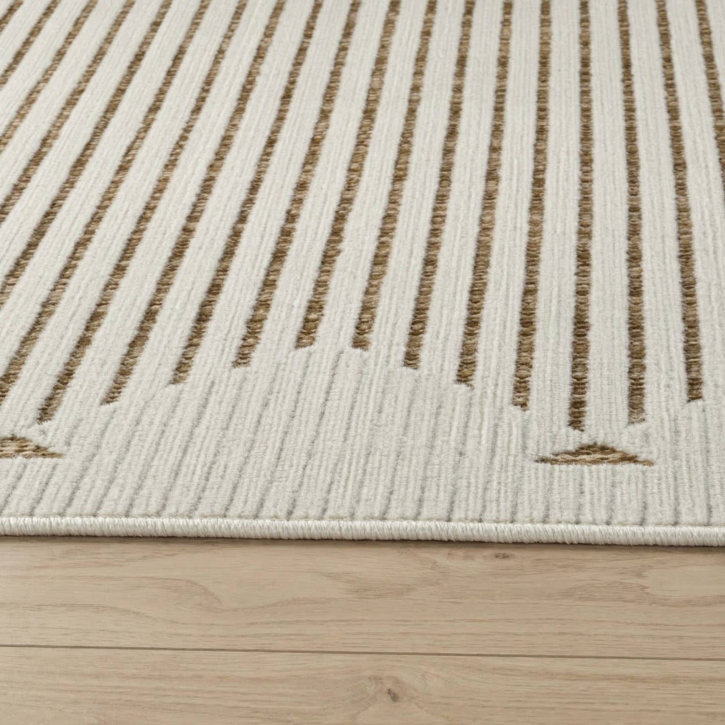 Koshani - Aurora Striped Beige Brown Indoor Area Rug: 3x5