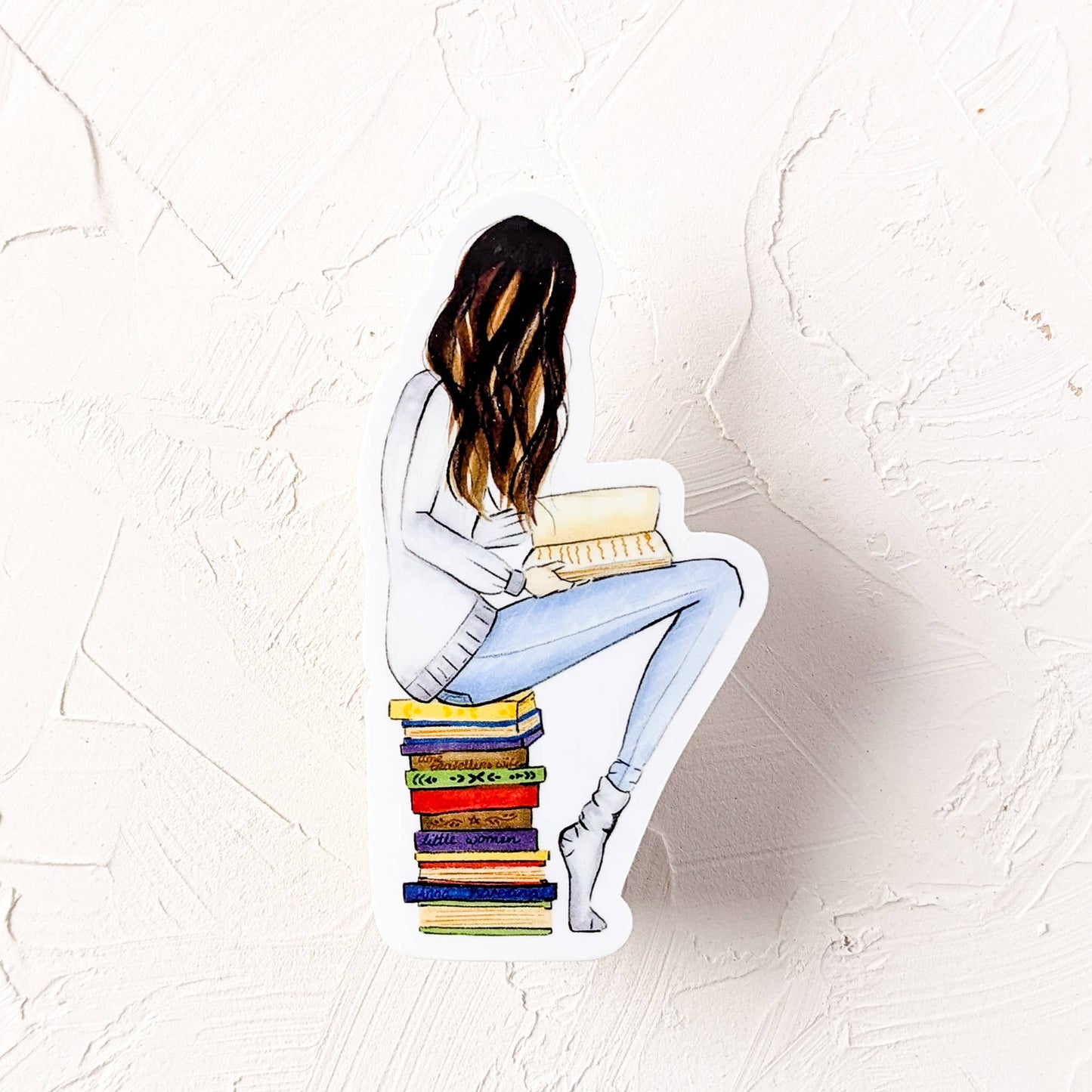 Almeida Illustrations - Vinyl Bookworm Sticker 4"x2.1"