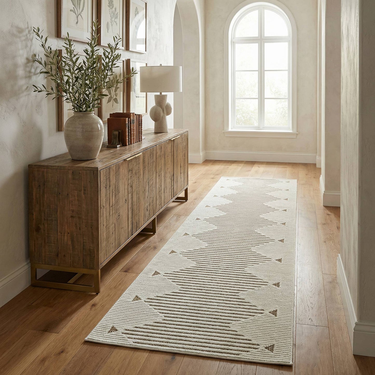 Koshani - Aurora Striped Beige Brown Indoor Area Rug: 4x6