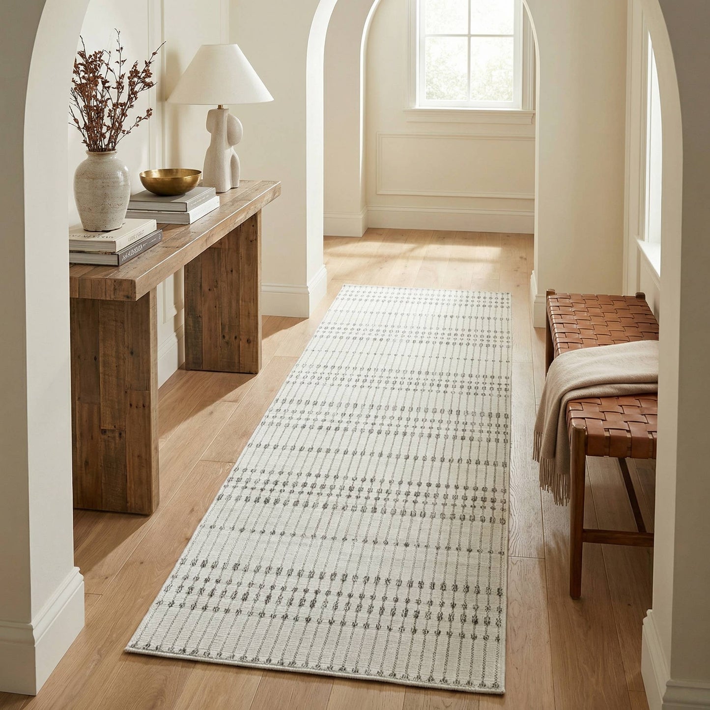 Koshani - Aurora Geometric Boho Cream Beige Indoor Area Rug: 4x6