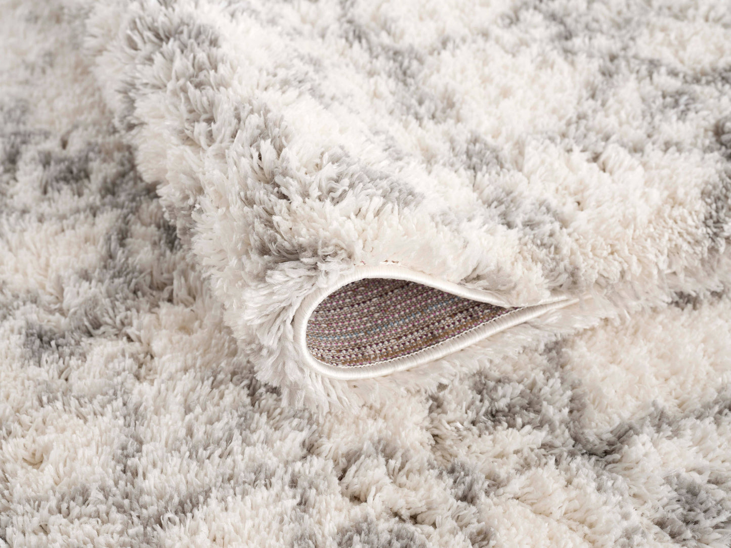 Koshani - Puffy Boho Shag Beige Grey Indoor Area Rug: 3x5