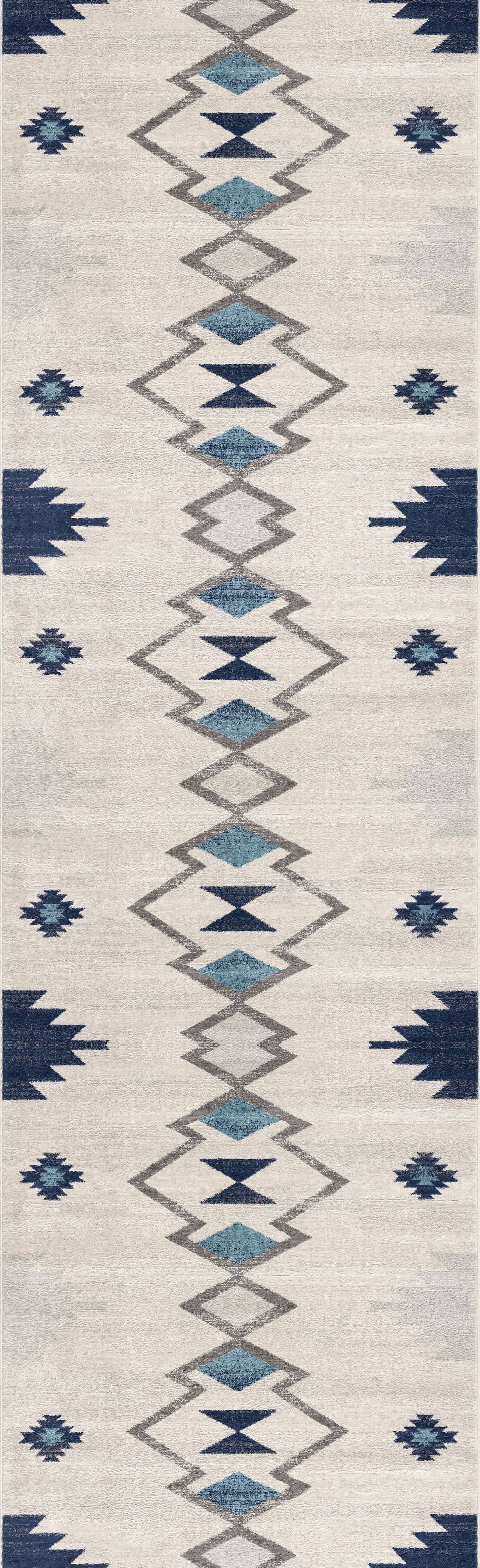 Koshani - Splash Boho Blue Beige Indoor Area Rug: Cream / 4x6 / Southwestern