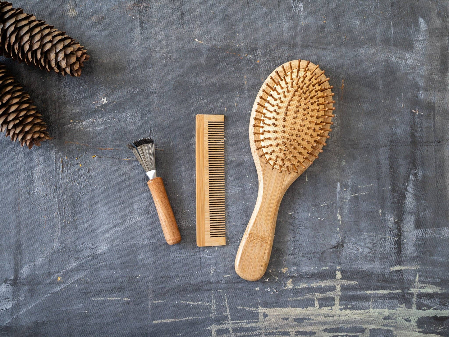 Plantish | Bamboo Hair Brush Set