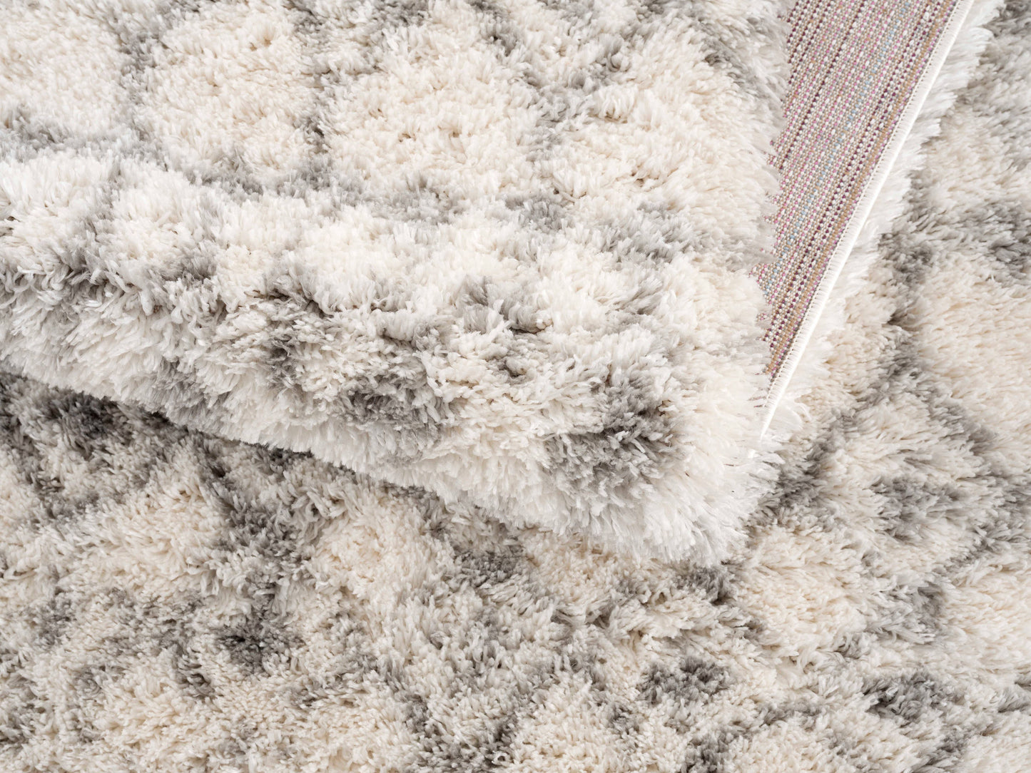 Koshani - Puffy Boho Shag Beige Grey Indoor Area Rug: 3x5