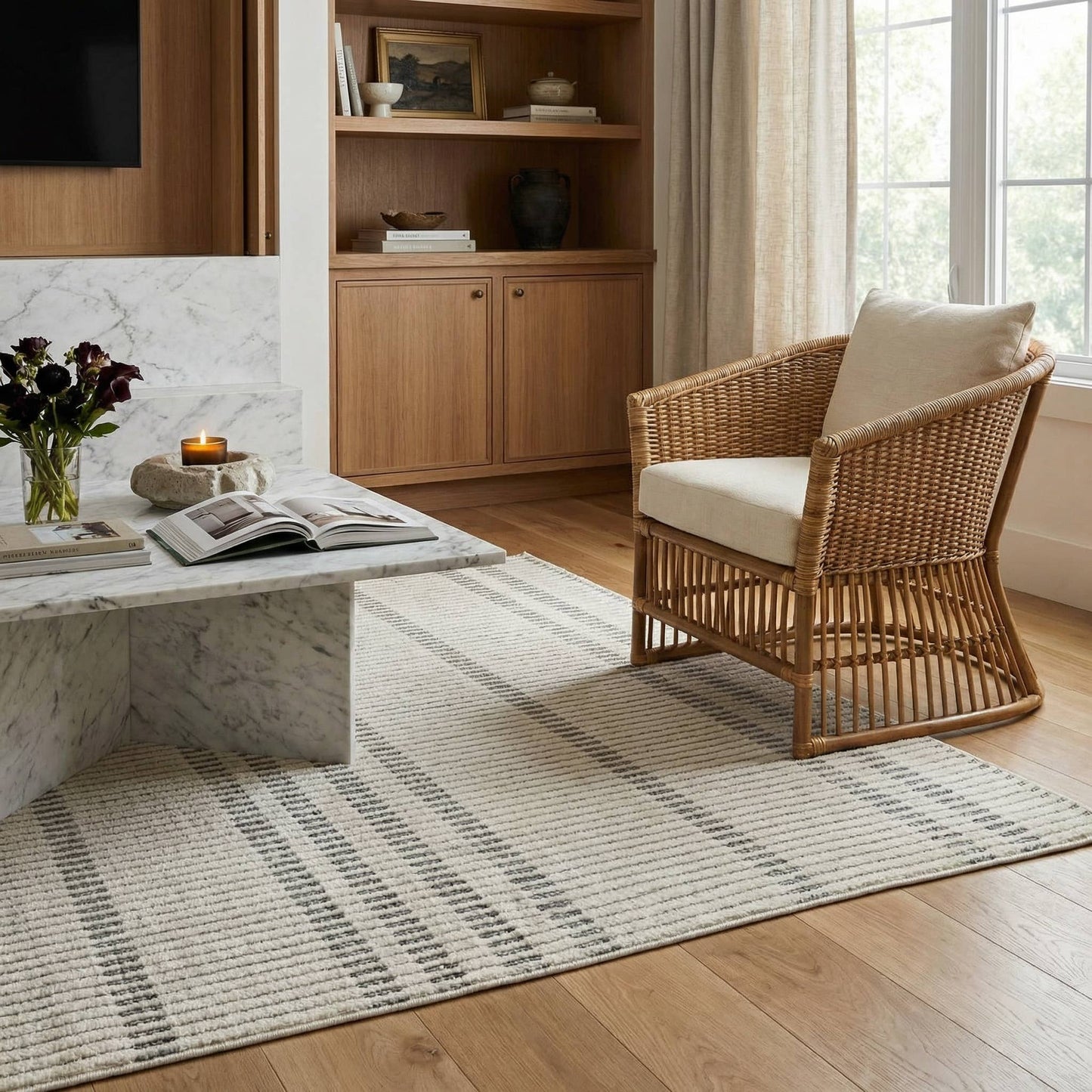 Koshani - Aurora Geometric Boho Cream Beige Indoor Area Rug: 4x6