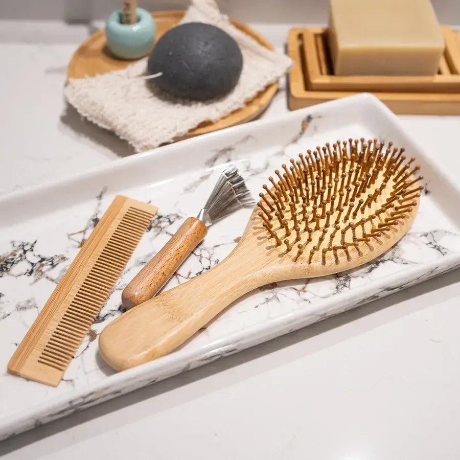 Plantish | Bamboo Hair Brush Set