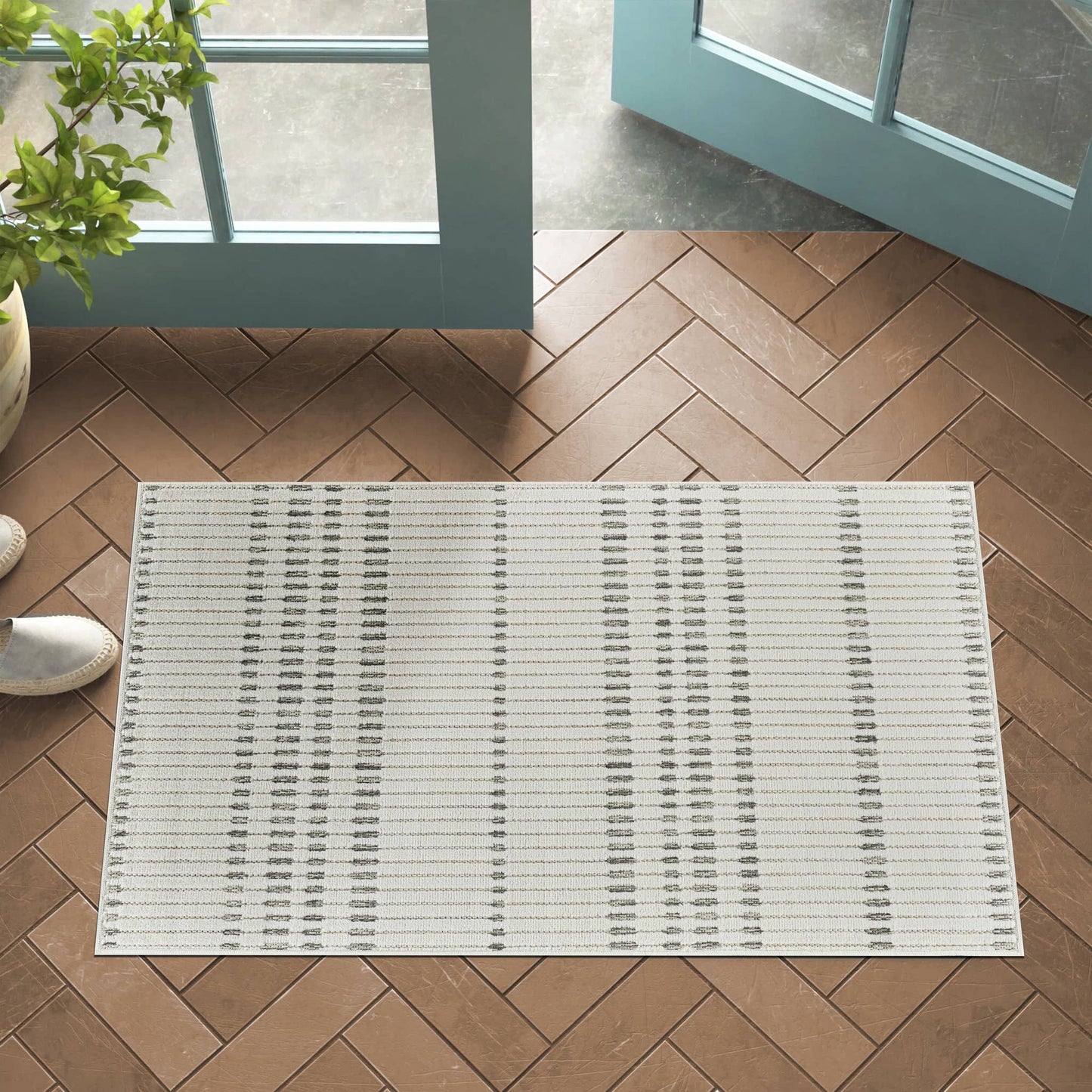 Koshani - Aurora Geometric Boho Cream Beige Indoor Area Rug: 4x6