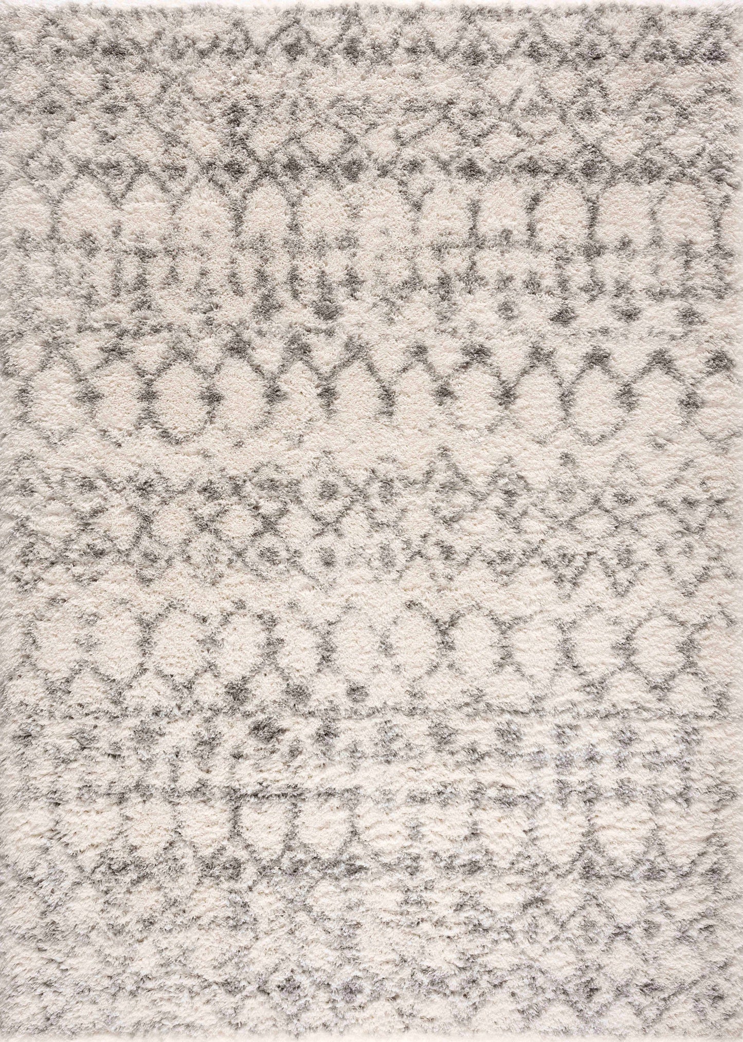 Koshani - Puffy Boho Shag Beige Grey Indoor Area Rug: 4x6