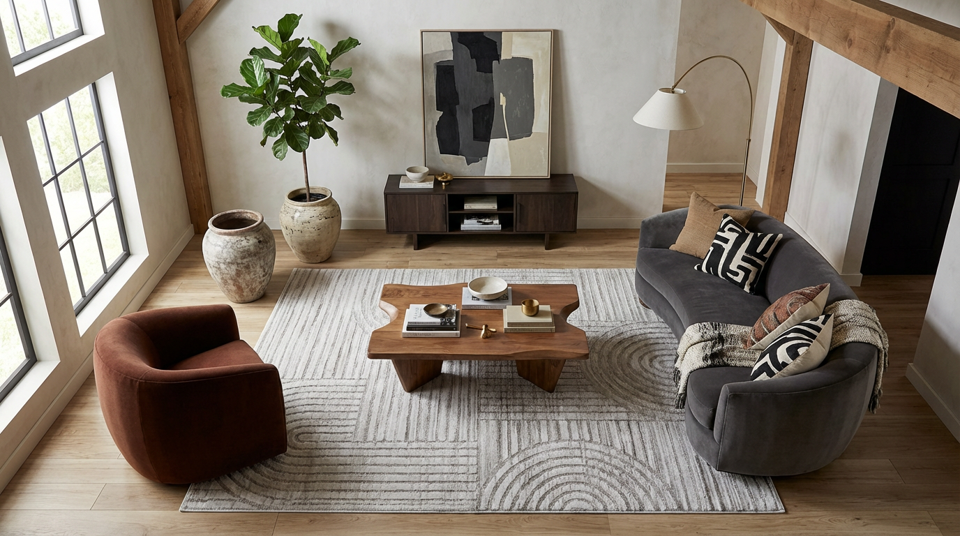 Koshani - Tulum Abstract Geometric Indoor Area Rug: Grey / Abstract / 4x6