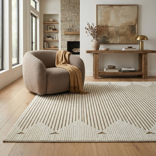 Koshani - Aurora Striped Beige Brown Indoor Area Rug: 4x6