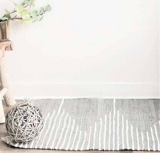 Forpost Trade Inc - 2' x 3' Cotton Chindi Cut Shuttle Rug With Fringes.