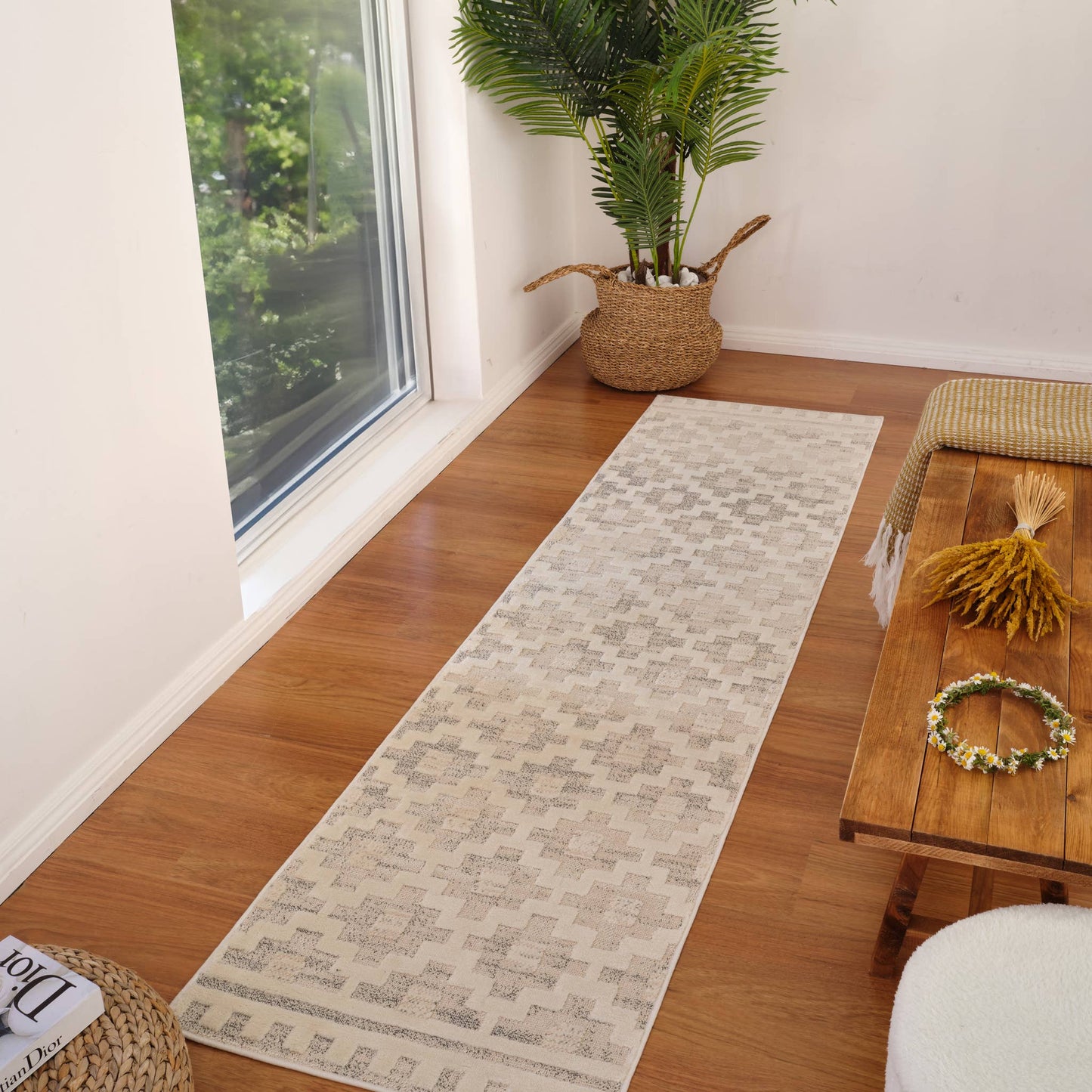 Koshani - Tulum Moroccan Abstract Beige Cream Indoor Area Rug: Beige / Abstract / 4x6