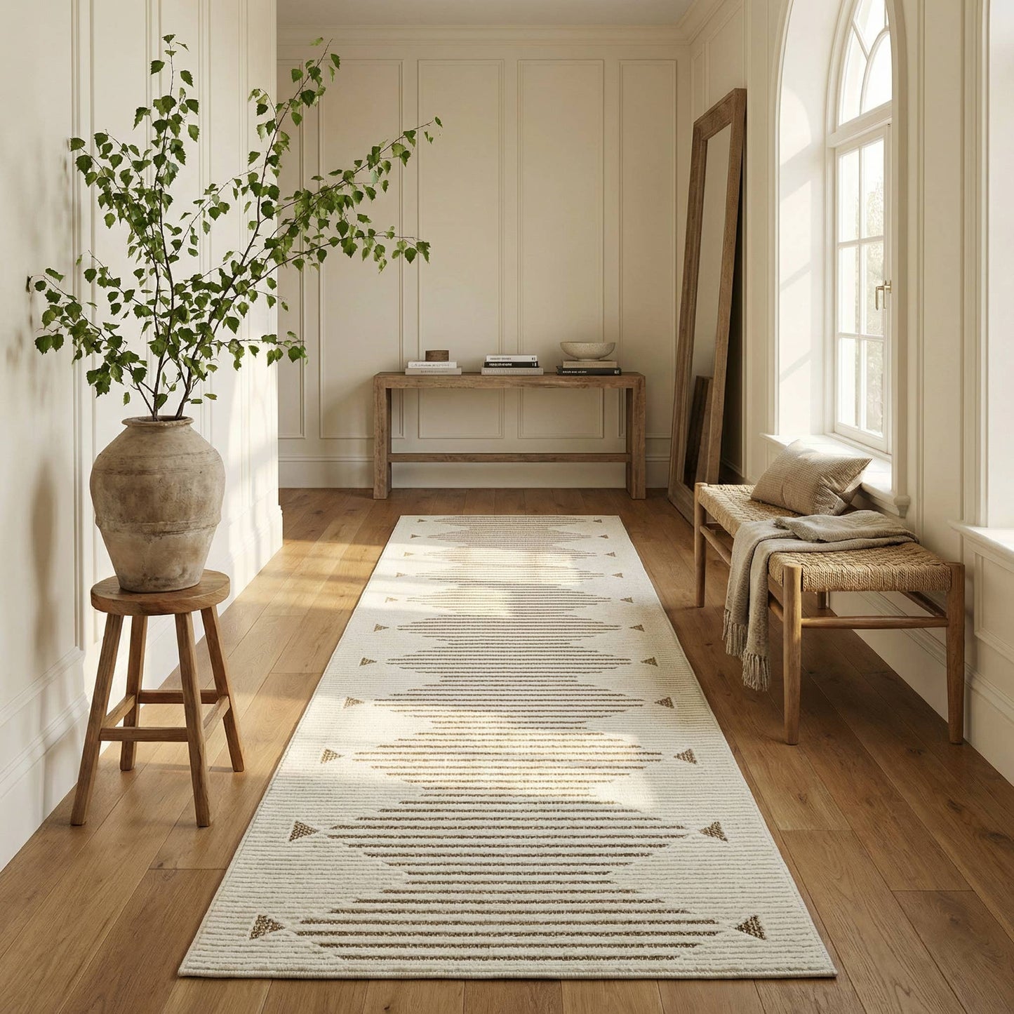 Koshani - Aurora Striped Beige Brown Indoor Area Rug: 3x5