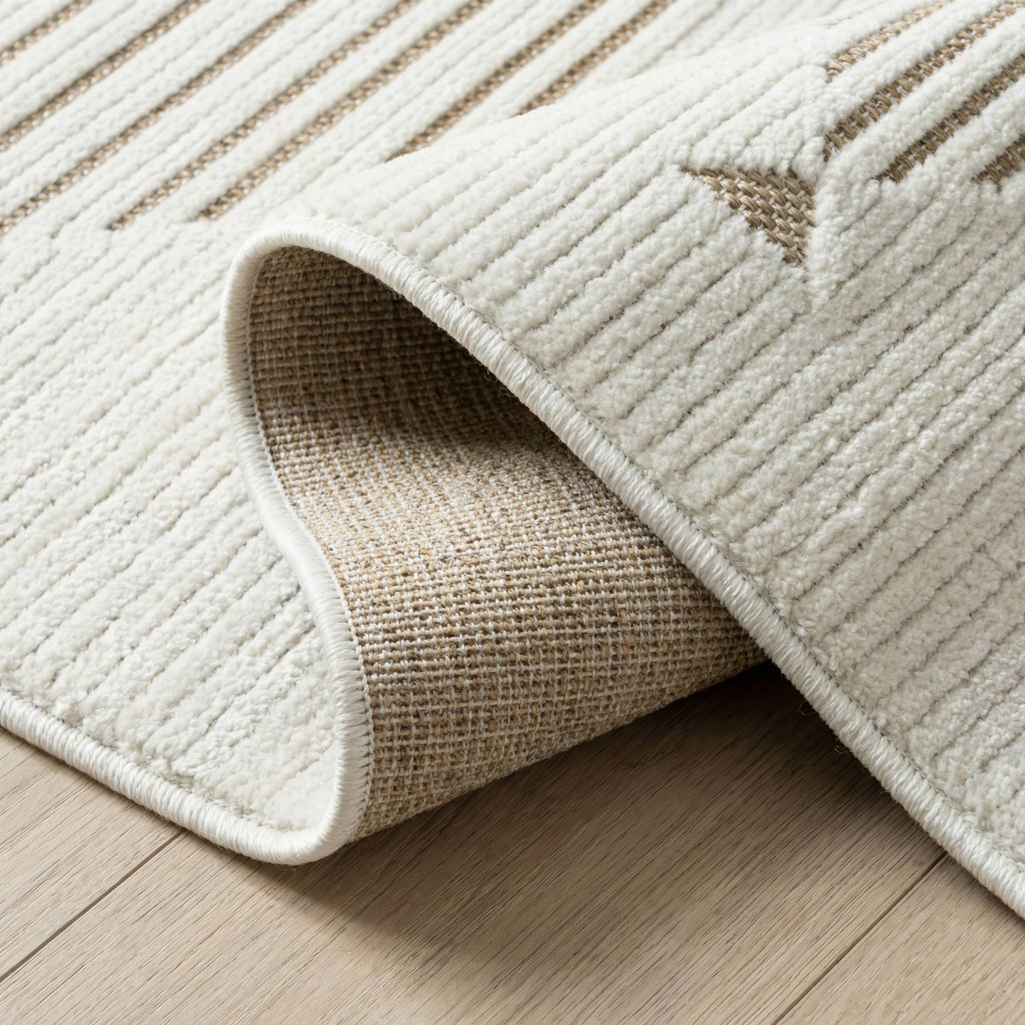 Koshani - Aurora Striped Beige Brown Indoor Area Rug: 3x5