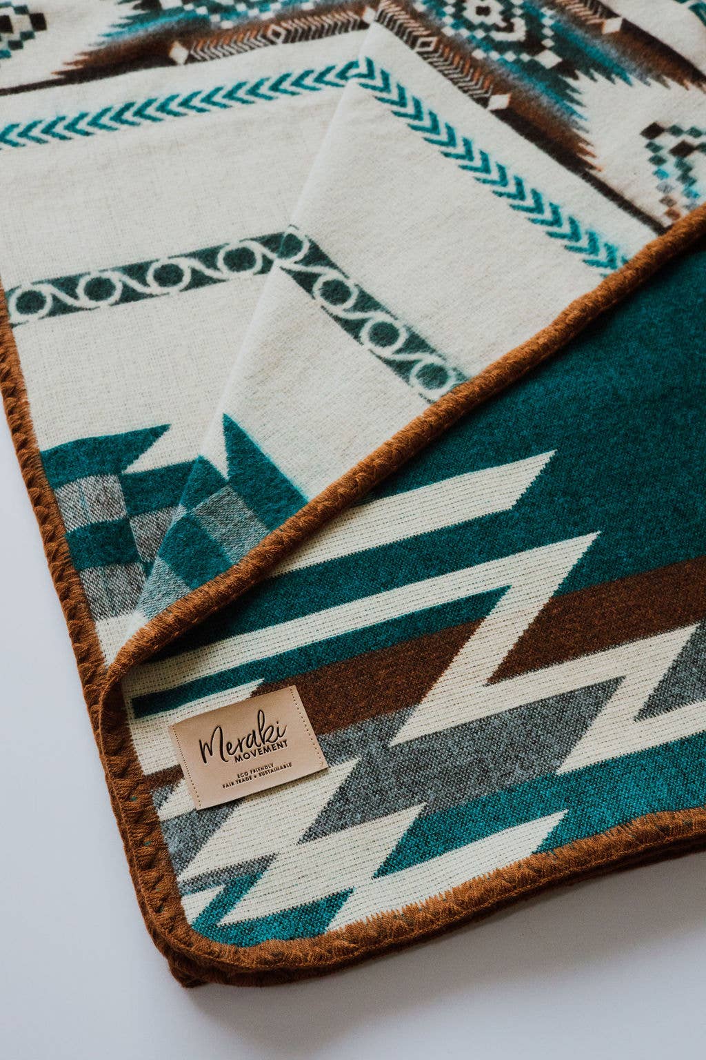 Meraki Movement - Circles Aztek Alpaca Throw Blanket - Brown Edge