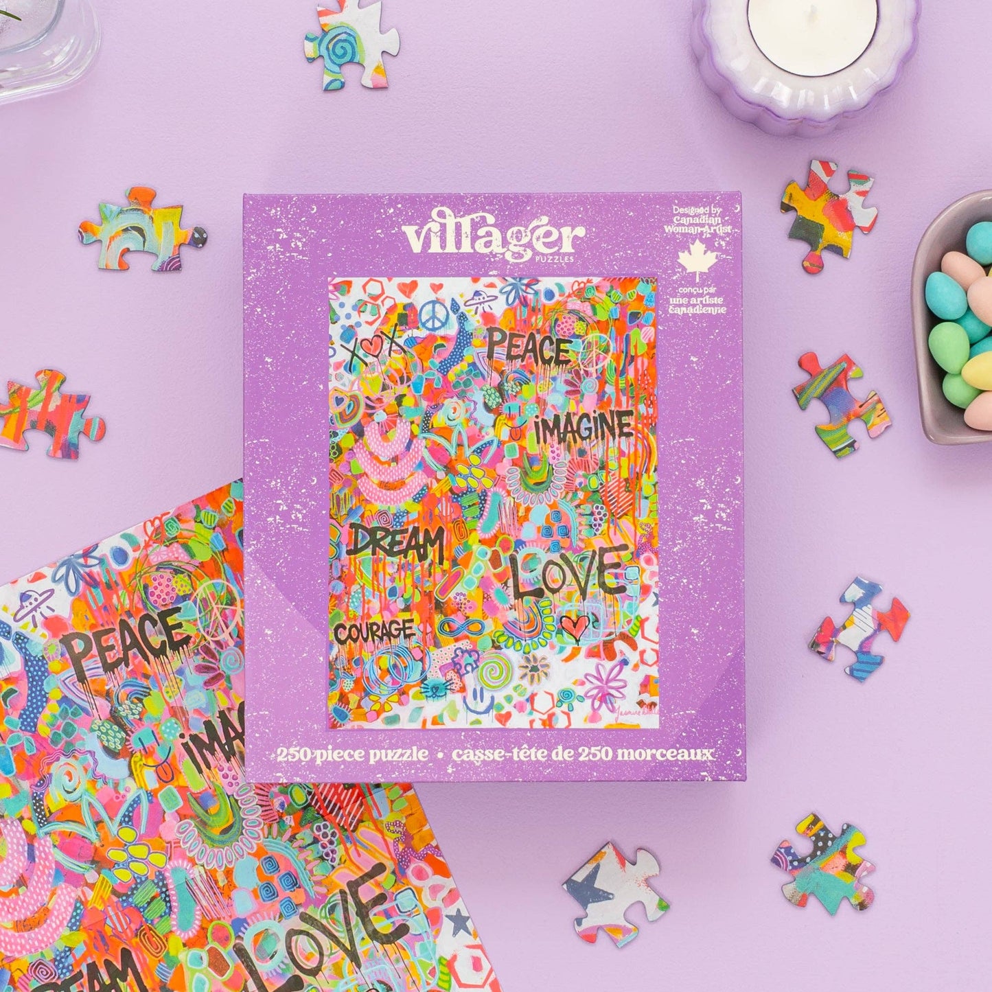 Villager Puzzles - Pink Graffiti | 250 Piece Puzzle | Designed in Canada