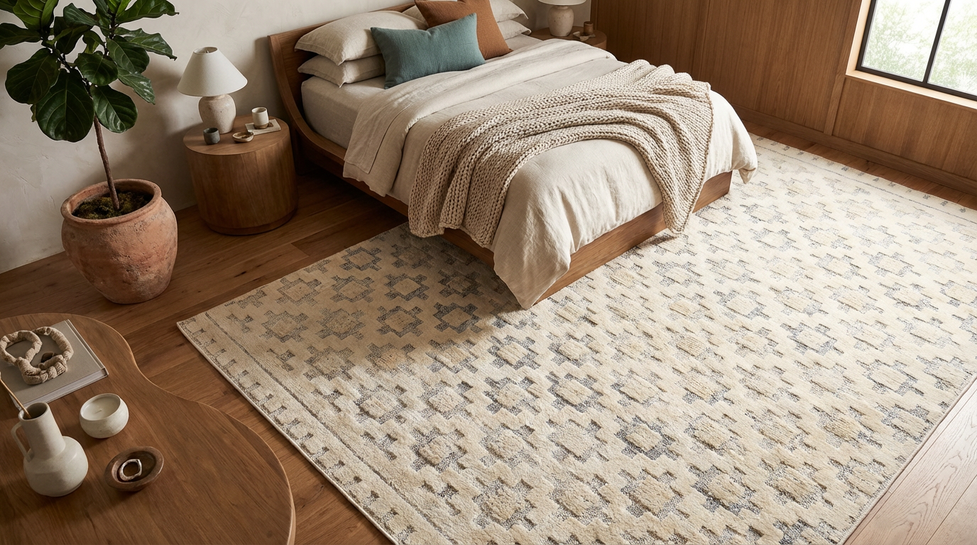 Koshani - Tulum Moroccan Abstract Beige Cream Indoor Area Rug: Beige / Abstract / 4x6