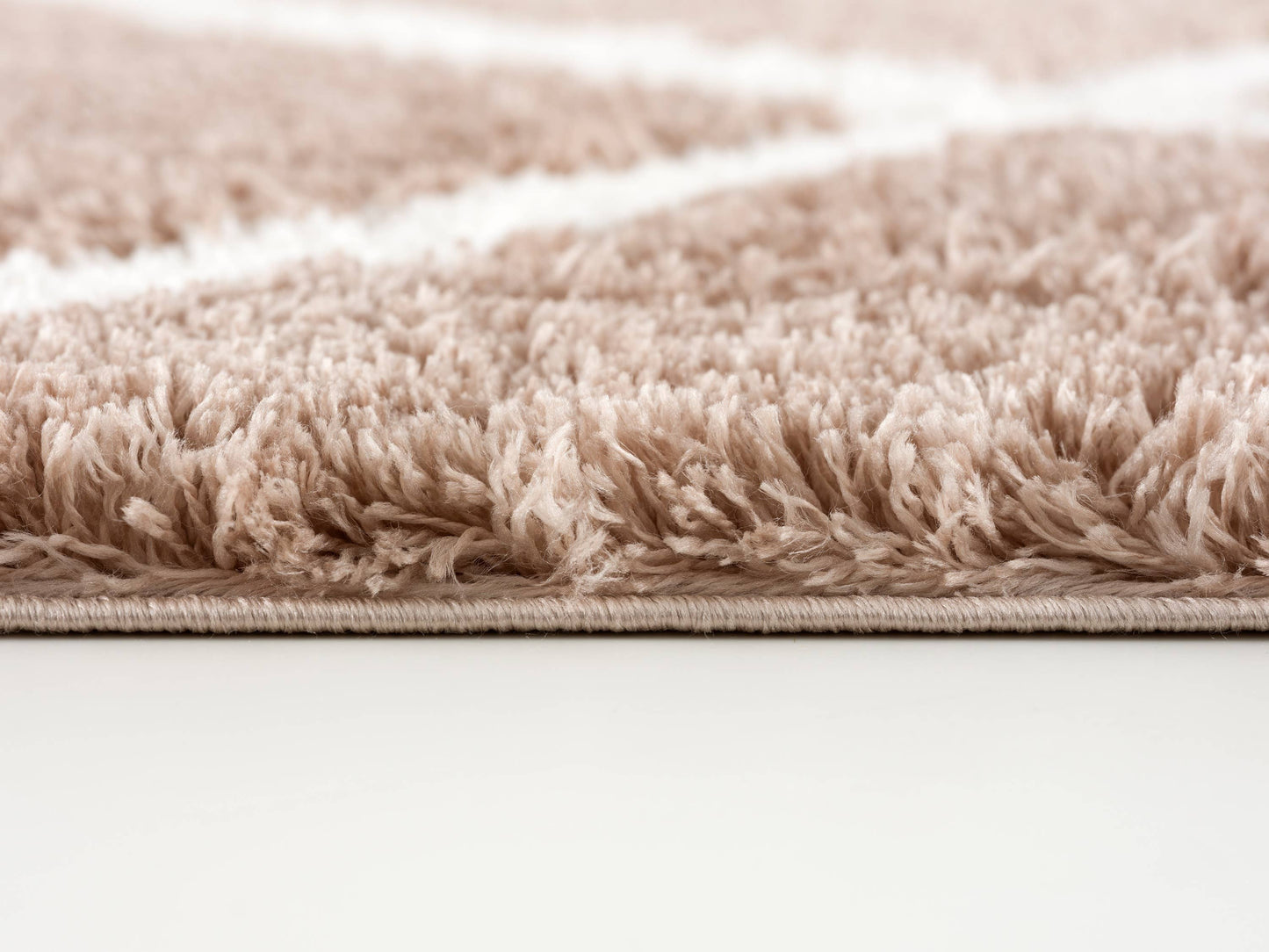 Koshani - Puffy Boho Shag Brown White Indoor Area Rug: Beige / 4x6 / Trellis