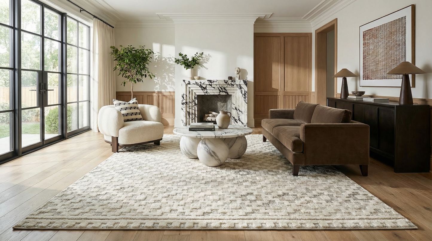 Koshani - Tulum Moroccan Abstract Beige Cream Indoor Area Rug: Beige / Abstract / 4x6