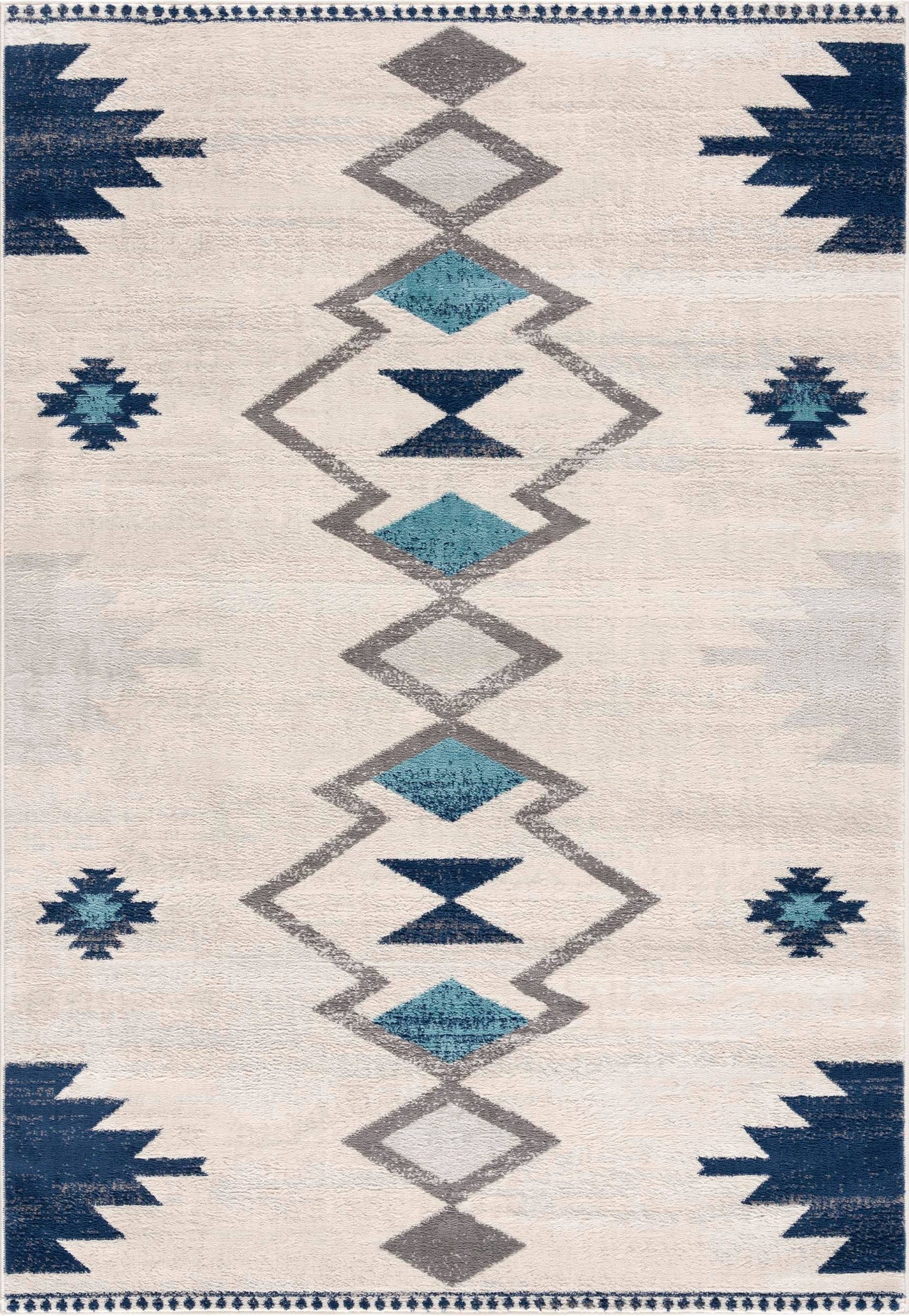 Koshani - Splash Boho Blue Beige Indoor Area Rug: Cream / 4x6 / Southwestern
