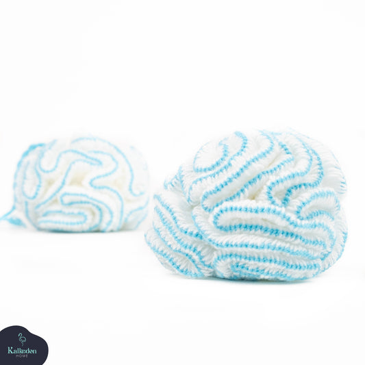 Kalkedon Towels | Organic Cotton Shower Pouf / Exfoliating Body Loofah - Turquoise