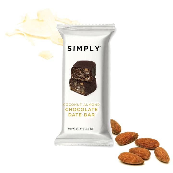 Simply Gum - Chocolate Date Bars - Coconut Almond (50g Bars)