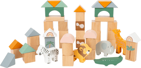 Hauck Toys | Building Blocks - Safari Theme - 50 Piece Playset