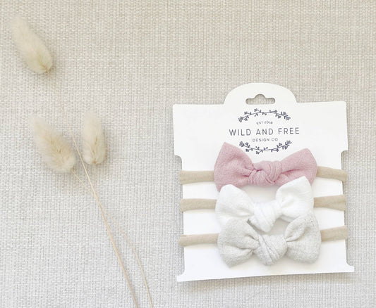 Wild and Free Design Co. | Neutral linen baby bow set: Headband