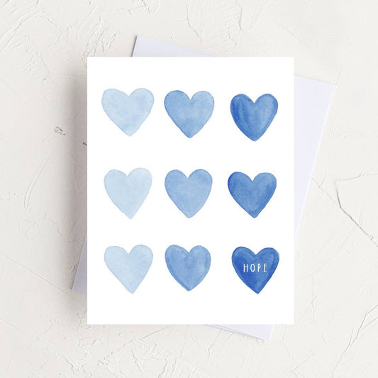 Almeida Illustrations | Hearts of Hope - Blue Encouragement & Sympathy Greeting Card