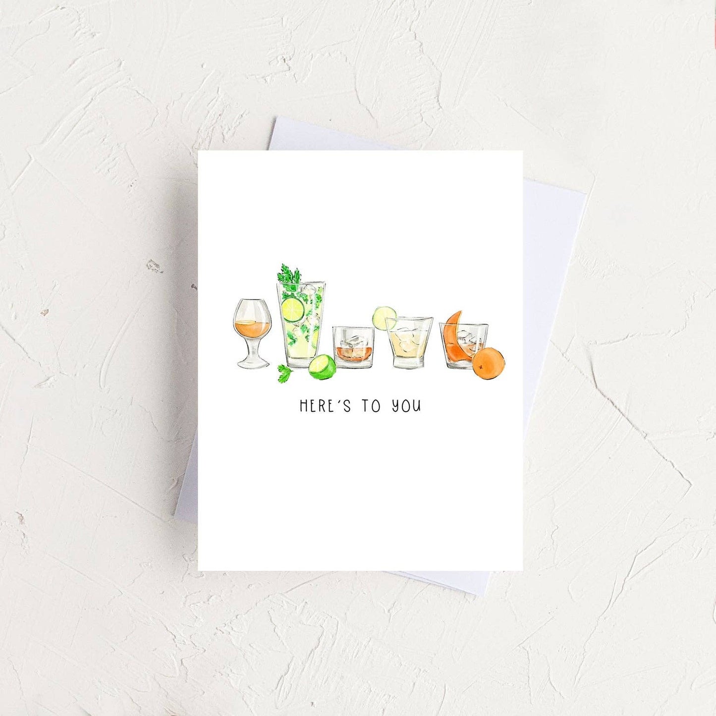Almeida Illustrations | Here's to you! - Cocktail Celebration Greeting Card