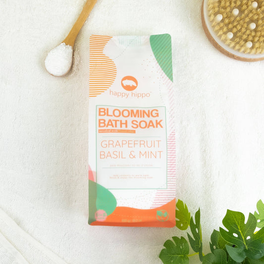 Happy Hippo Bath | Blooming Bath Soak 800g - Grapefruit Basil & Mint