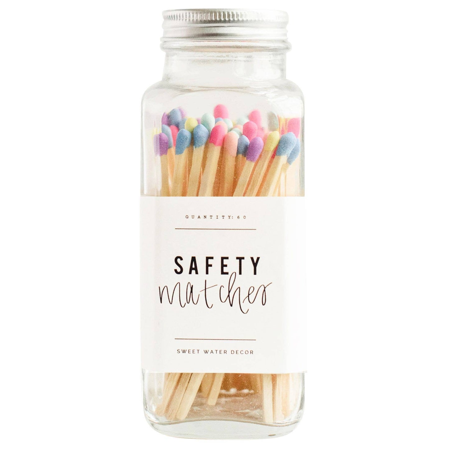 Sweet Water Decor | Safety Matches - Multicolor Rainbow Tip / Silver Lid