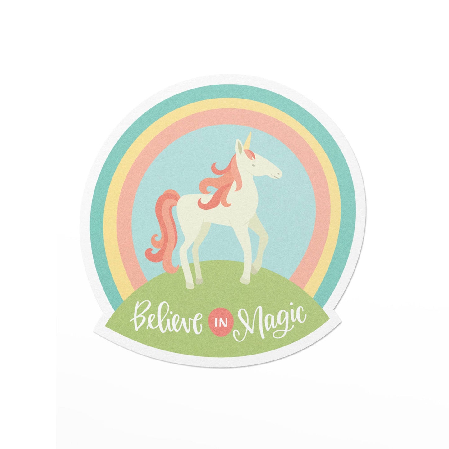 Pedaller Designs | Vinyl Sticker - Believe in Magic Unicorn and Rainbows