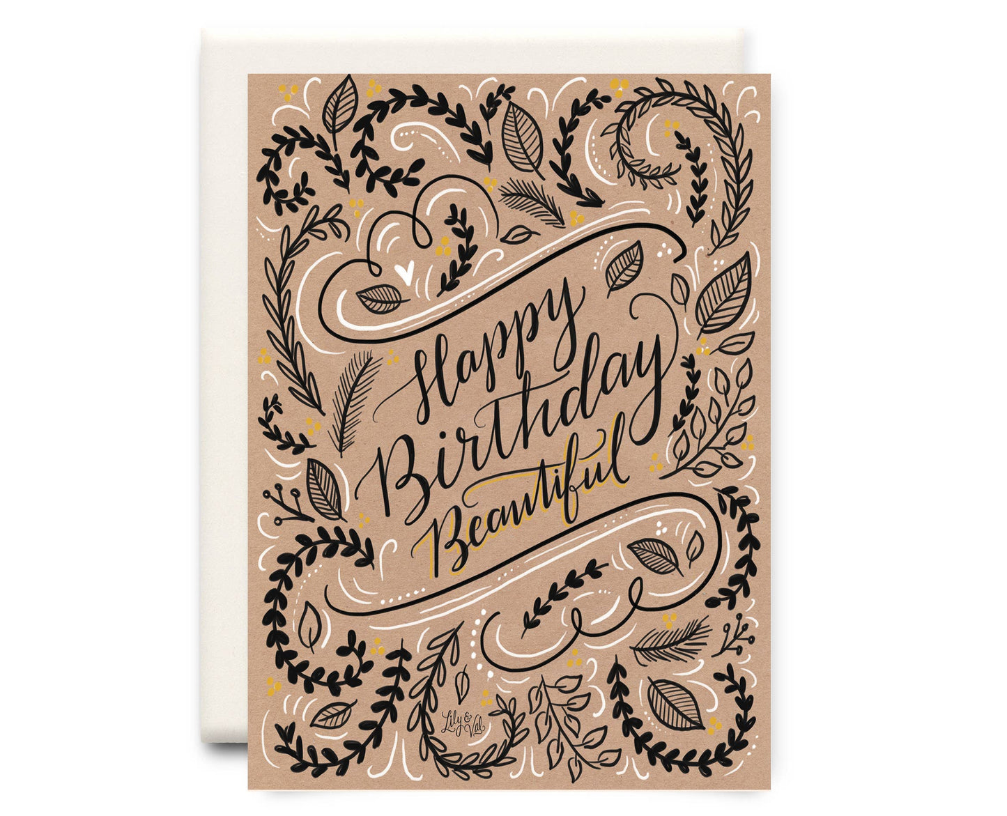 Inkwell Cards | Birthday Greeting Card - Brown Paper Birthday Floral