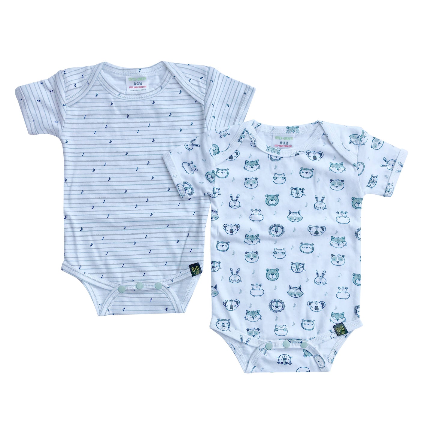 ONYX AND GREEN BABY ORGANICS - 2pk diaper shirts, 100% organic cotton, 0-3M/3-6M/6-9M