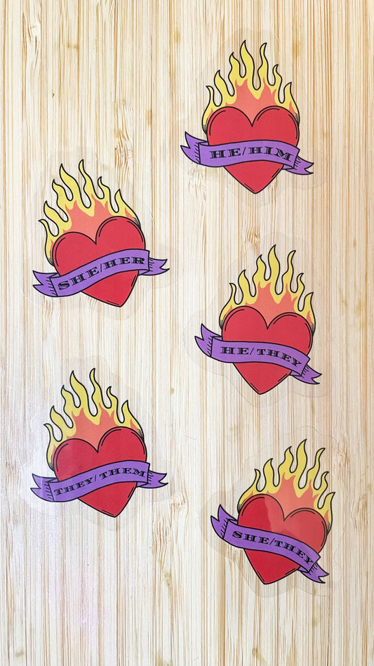 Rainbow Certified | Sticker - Flaming Heart He/They LGBTQIA+