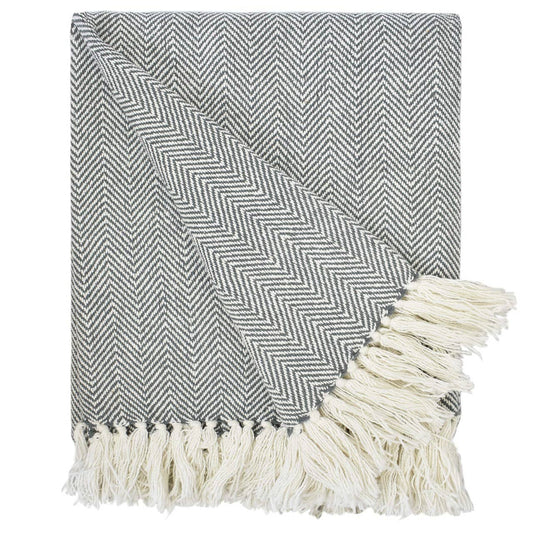 Fabstyles | Herringbone Stripe Cotton Throw Blanket