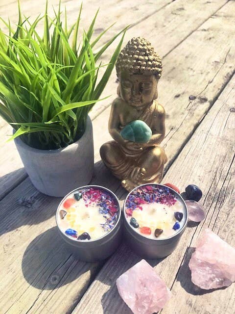 6ix Wicks Candle & Crystal - 7 Chakra Healing Crystal Candle Meditation, Balancing