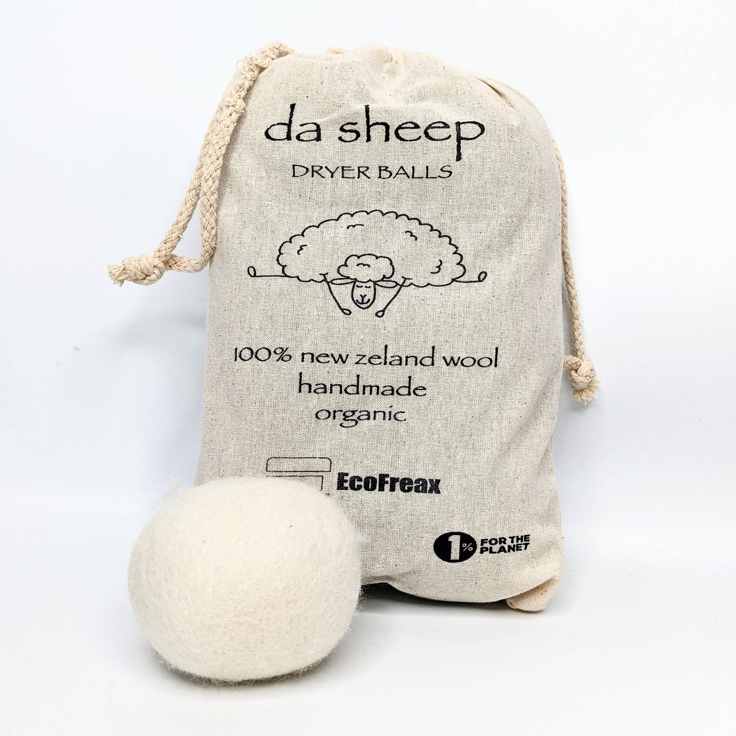 EcoFreax - Dryer Balls 100% Organic New Zealand Wool (set of 6)