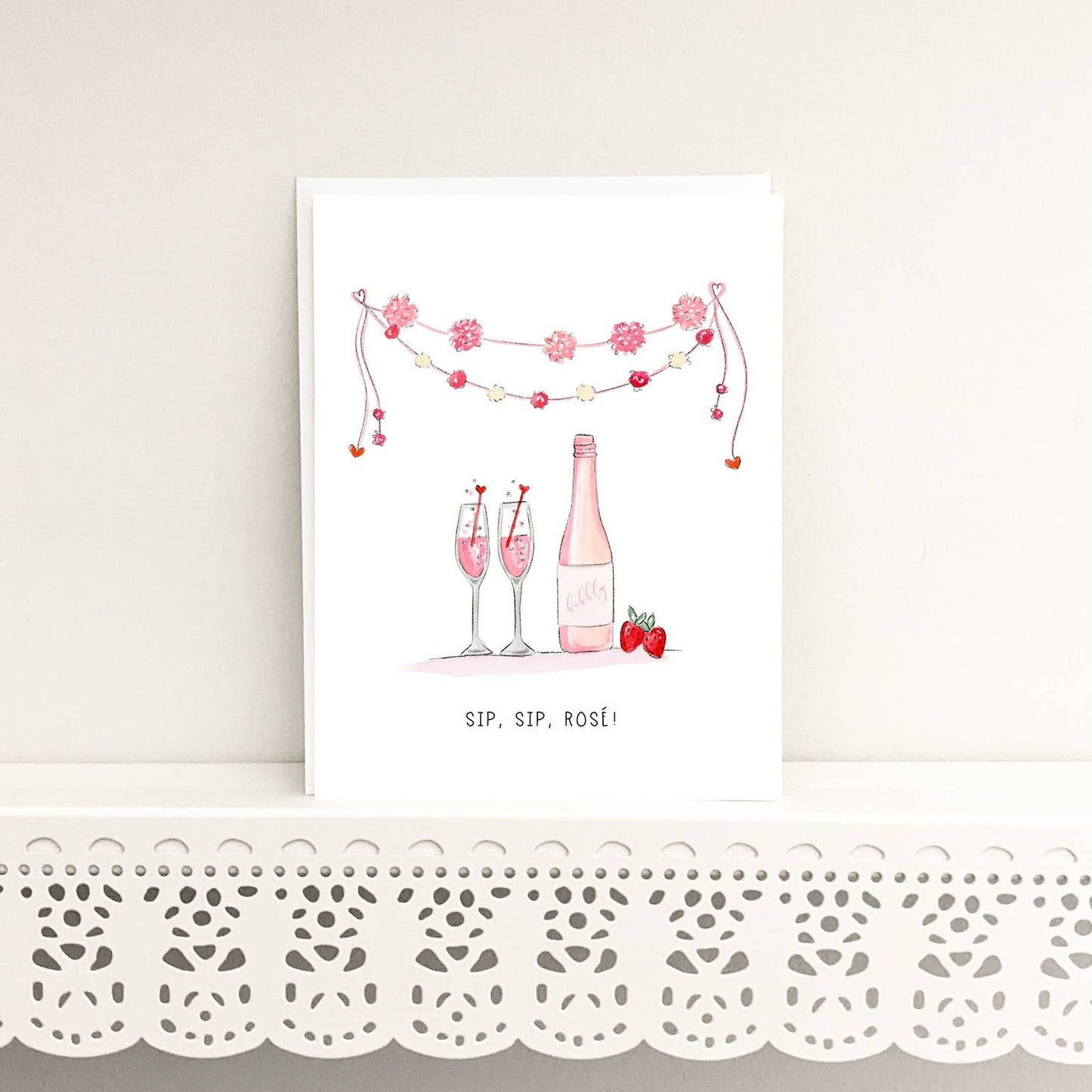 Almeida Illustrations - Sip, Sip, Rose! Valentine's Day & Celebration Greeting Card