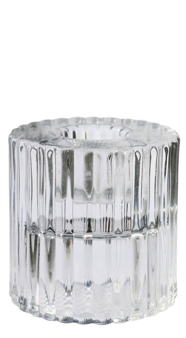Twilight Collection - Rillo Glass Candle Holders | Clear