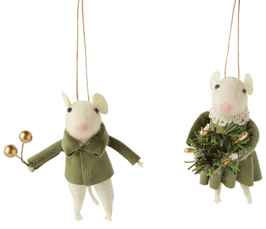 Silver Tree Home & Holiday | Felt Mouse w/ green velvet cloth