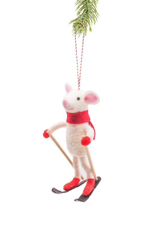 Starlight Collection | Decoration - White Hanging Skiing Mouse