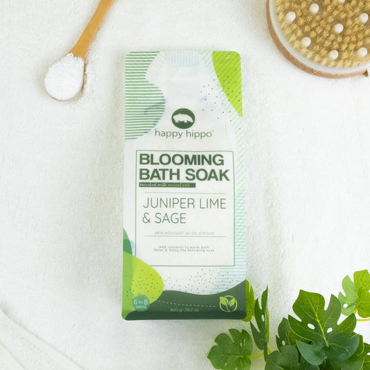 Happy Hippo Bath | Blooming Bath Soak 800g - Juniper Lime & Sage