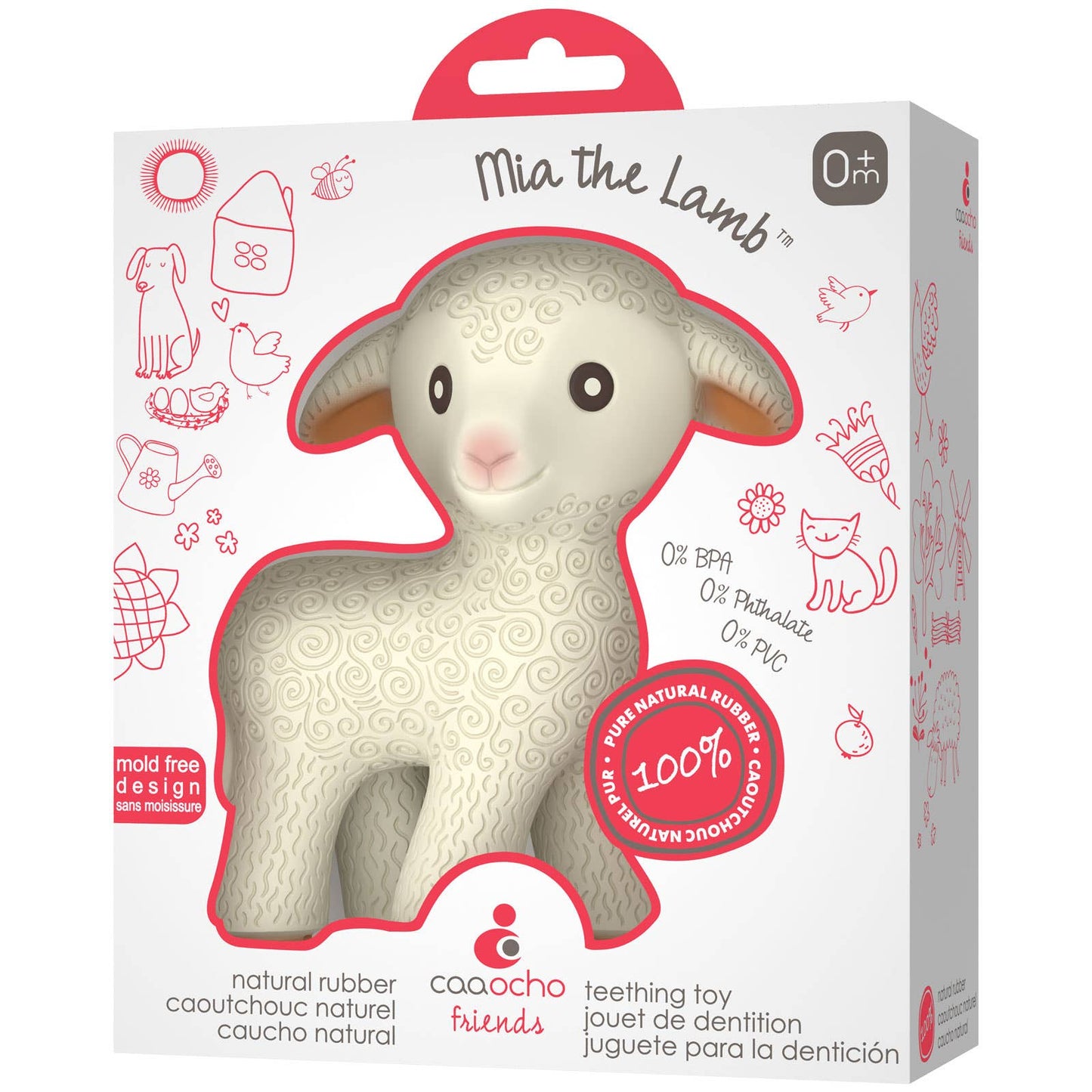 CaaOcho Natural Rubber Toys | Teething Toy - Mia the Lamb