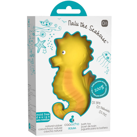 CaaOcho Natural Rubber Toys | Bath Toy Hole Free - Seahorse